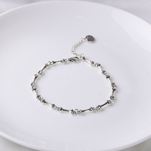 纯银手链女款简约时尚骨节中式小众设计轻奢款银手环小巧精致银饰