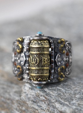 古银铺纯银复古工艺戒指男款银饰