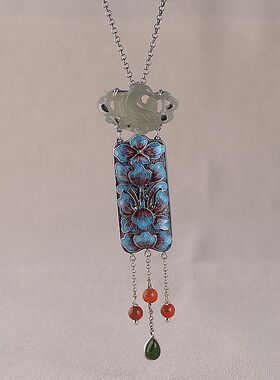 古银铺纯银复古风和田玉吊坠女款