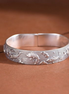 足银手镯小众设计中式女款镯子