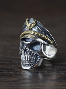 复古泰银开口指环女款骷髅戒指