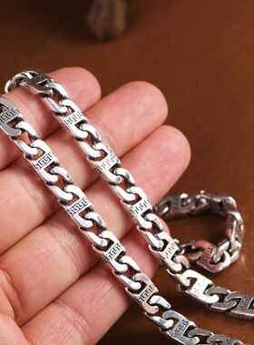 纯银复古工艺男款古巴链坦克链子