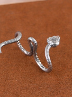 舌头戒指古银铺纯银开口复古女款