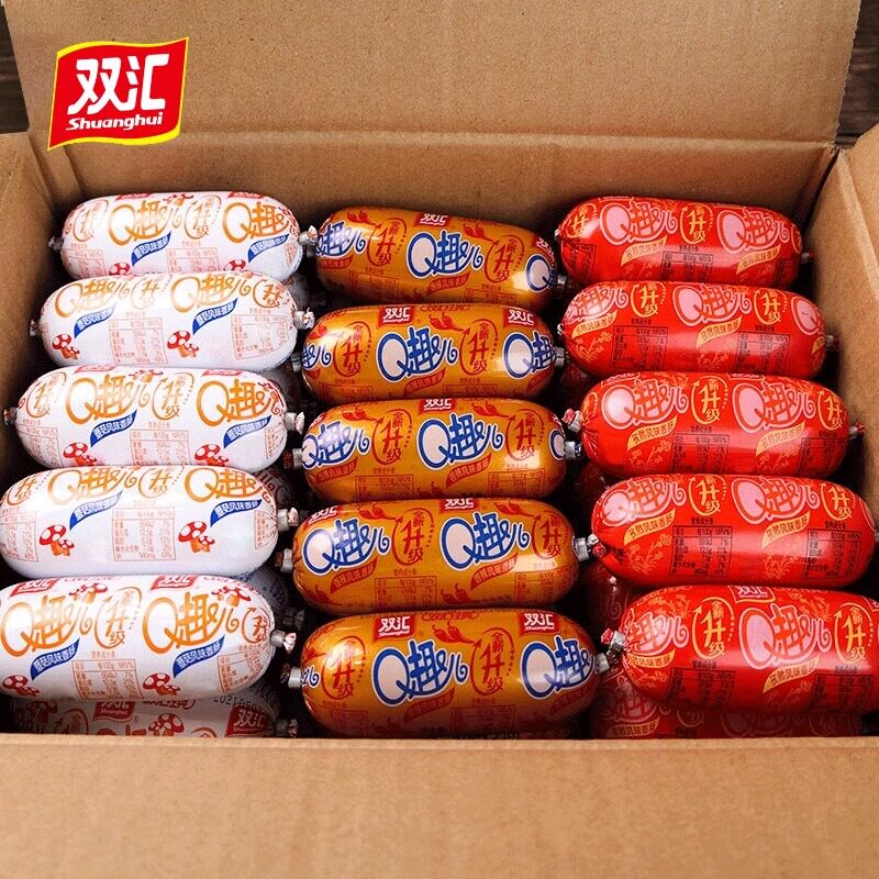 双汇Q趣儿香肠100g/个休闲蘑菇孜然香辣火腿即食泡面搭档零食整箱