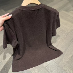 5色 弹力磨毛T恤 时尚 慵懒圆领短袖
