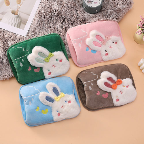 可爱卡通热水袋套 充电热水袋套 双插手毛绒热水袋套子 双耳兔款
