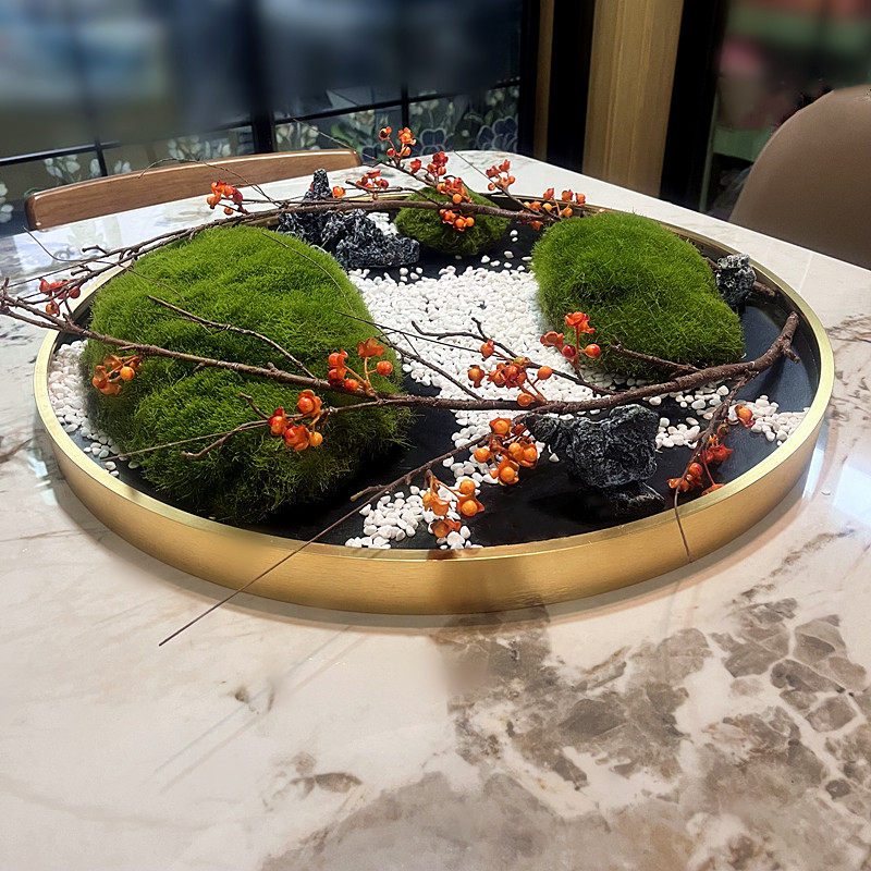 餐桌造景圆桌摆花转盘装饰仿真花