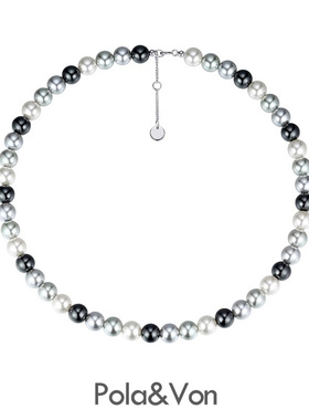 法式复古独白灰序项链女轻奢高级设计感施家珍珠时尚百搭锁骨颈链