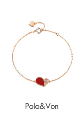 2024新款小红心手链女轻奢高级设计感红玛瑙爱心送礼生日礼物手饰