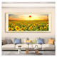 金色太阳花向日葵挂画葵花横幅客厅办公室日出东方旭日阳光装 饰画