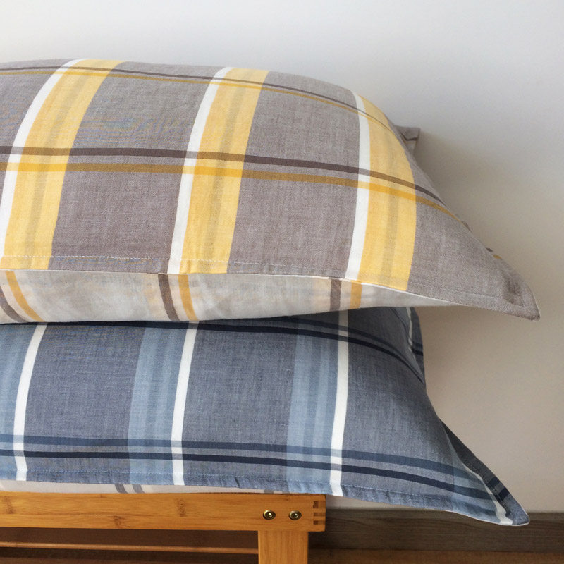 双层纱格子信封式枕头套一对包邮