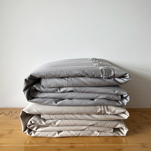 外贸微瑕疵纯色60支贡缎纯棉刺绣加大双人被套 全棉260X220CM被罩