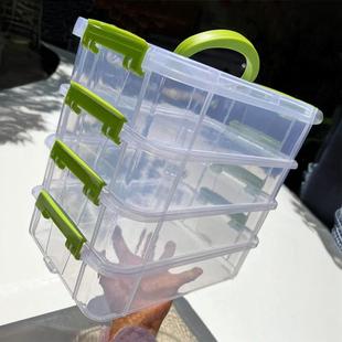 乐高收纳盒多层小颗粒积木分格拼装珠子磁力片透明玩具手提整理箱