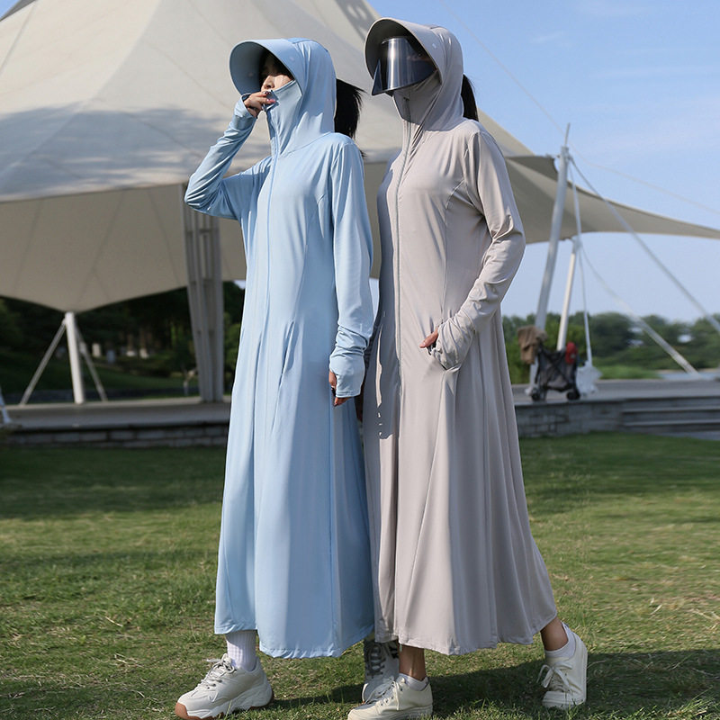 防晒衣女2024新款夏季防紫外线加长透气骑车防晒服冰丝薄纱外穿