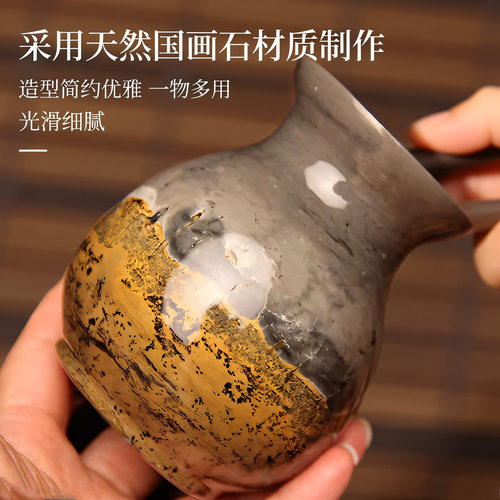 适合餐桌摆放天然石头花瓶国画石