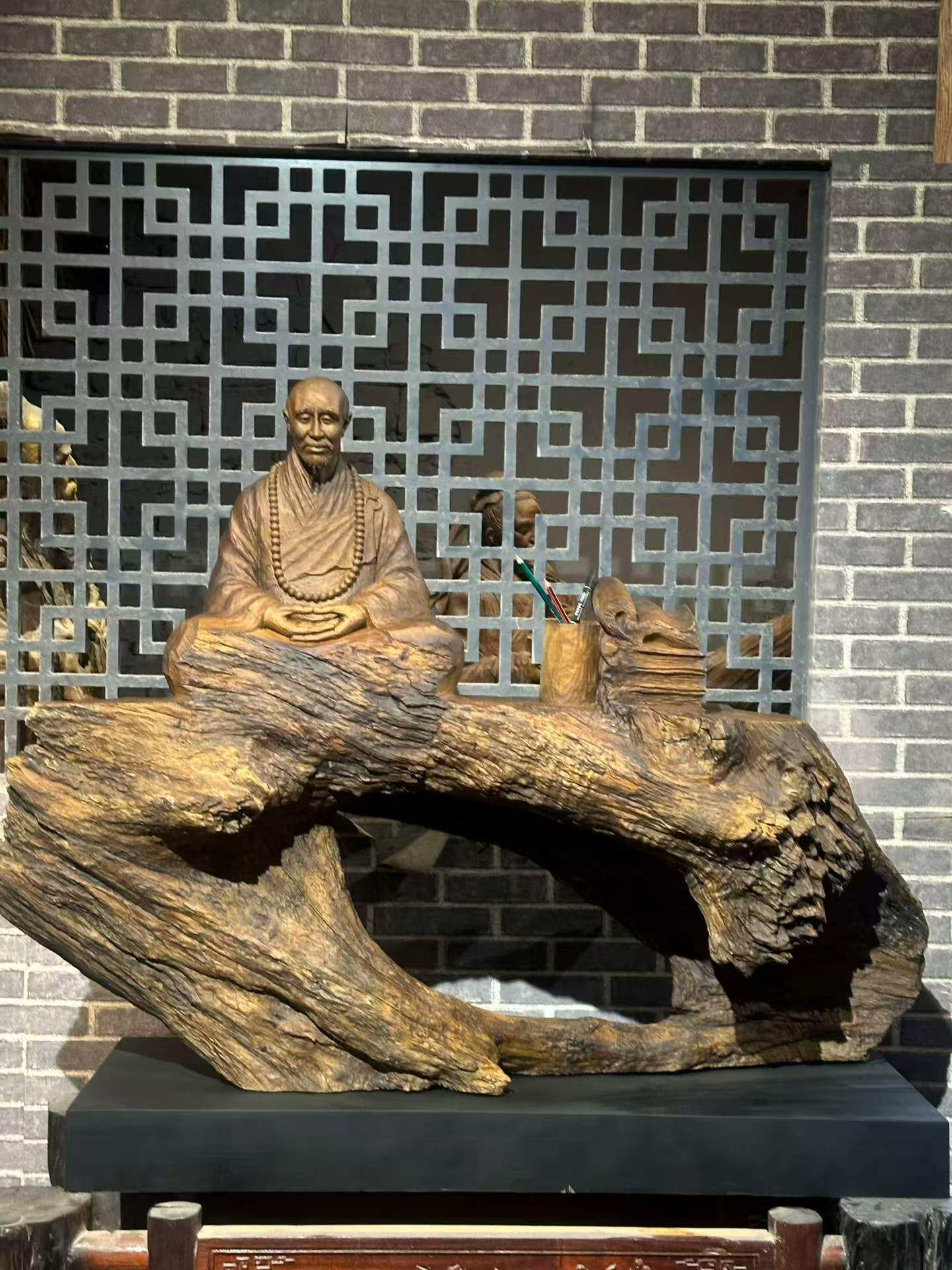 天然根艺根雕木雕缅甸楠木弘一法师装饰观赏家居办公乔迁送礼摆件