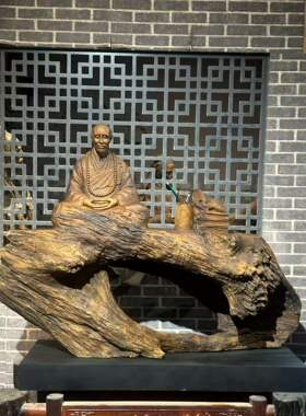天然根艺根雕木雕缅甸楠木弘一法师装饰观赏家居办公乔迁送礼摆件