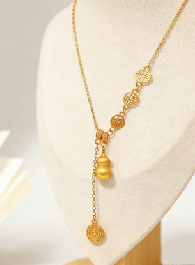 复古立体葫芦吊坠新中式项链百搭