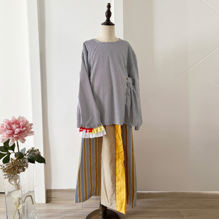 荷叶上衣 儿童中长款 DOLLYBABY童趣洋气百搭女童纯棉条纹长袖 衬衫