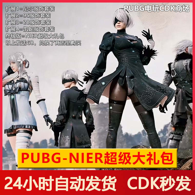 PUBG绝地求生皮肤尼尔超级大礼包吃鸡NIER联名返场眼罩发型套装
