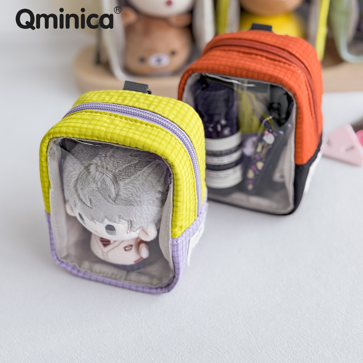 Qminica10CM娃娃透明痛包收纳包