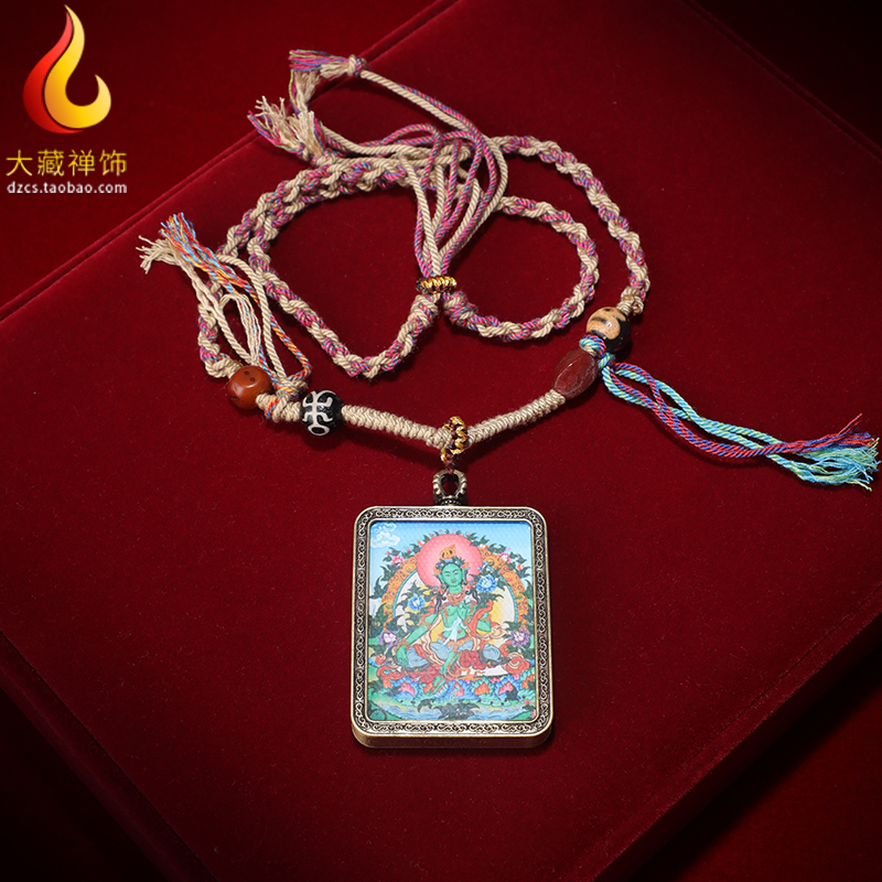 佛像佛牌吊坠扎基拉姆 藏式唐卡佛牌 文殊绿度母黄财佛牌嘎乌饰品