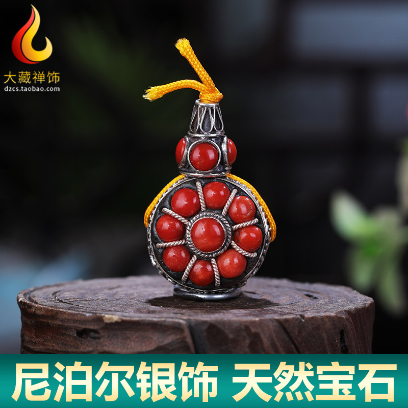尼泊尔S925银镶嵌宝石三通佛头吊坠挂饰手链饰品手串佛珠配件配饰