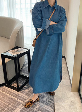 长款牛仔连衣裙子女长袖春季2025新款宽松休闲显瘦韩版工装气质潮