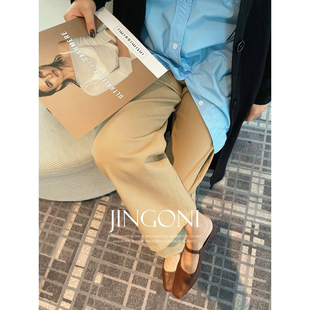 新款 子女春秋季 高腰阔腿哈伦显瘦百搭宽松小个子 休闲直筒长裤 韩版