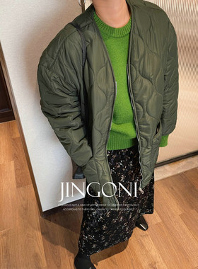 JINGONI新品菱格军绿棉衣