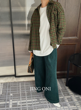 绿色格子衬衫女上衣春季新款长袖韩版宽松港风休闲时尚衬衣开衫潮