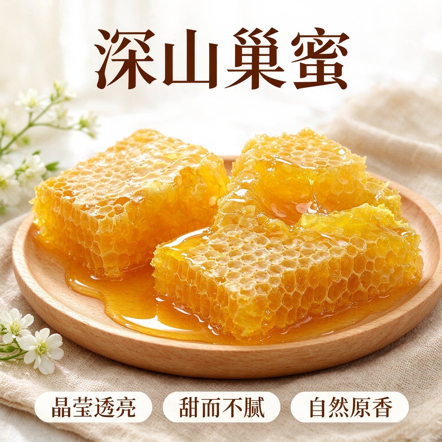 纯正蜂巢蜜嚼着吃蜂蜜纯正天然土蜂蜜农家自产土巢蜂窝250g