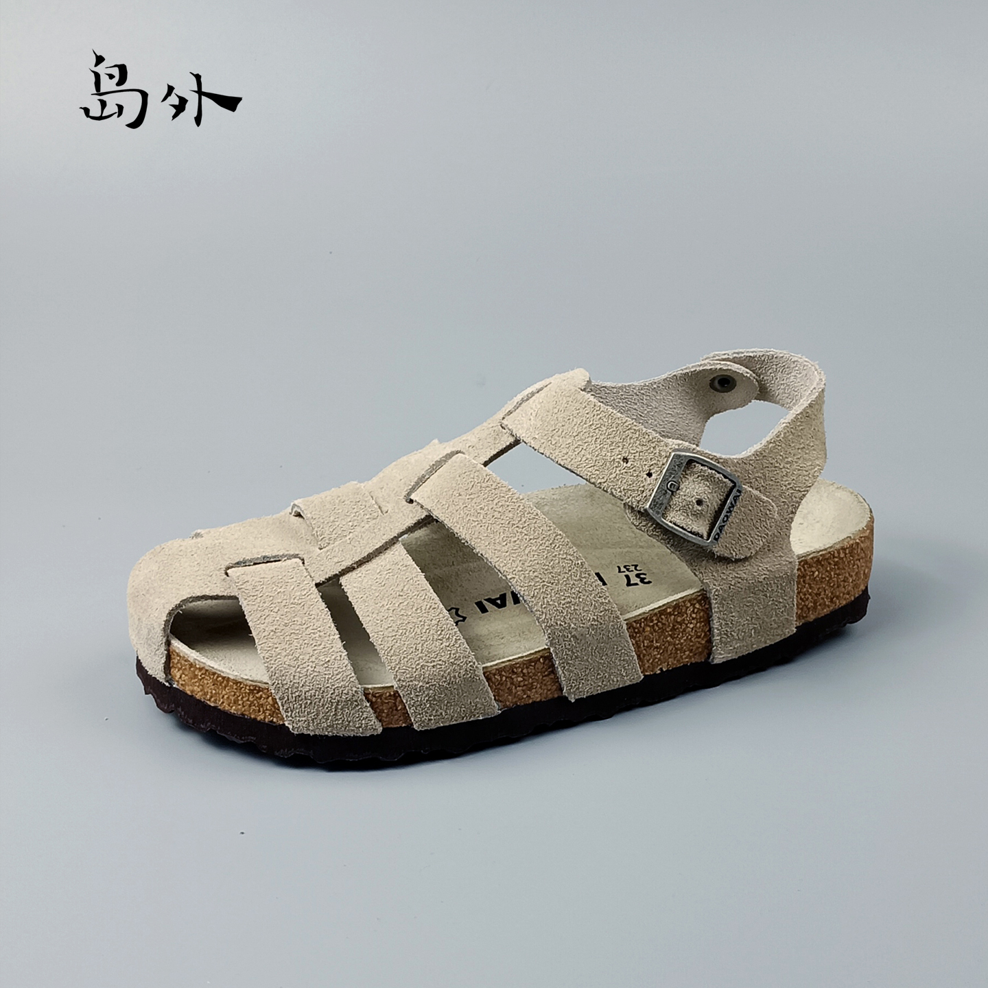 岛外DAOWAI凉鞋女夏季罗马鞋勃肯鞋女外穿平底休闲博肯软木鞋