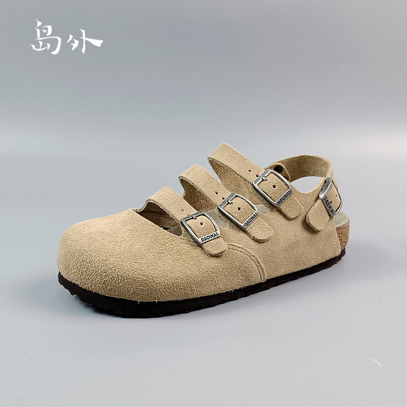 岛外DAOWAI勃肯鞋2025新款包头软木拖一脚蹬懒人鞋复古文艺博肯鞋