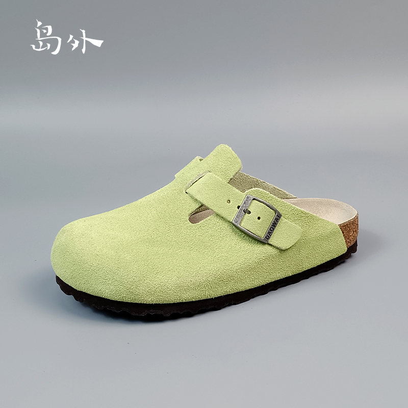 岛外勃肯鞋休闲时尚平底套脚半包半拖包头外穿复古简约软木博肯鞋