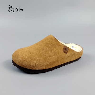 加绒加毛包头半包拖鞋女