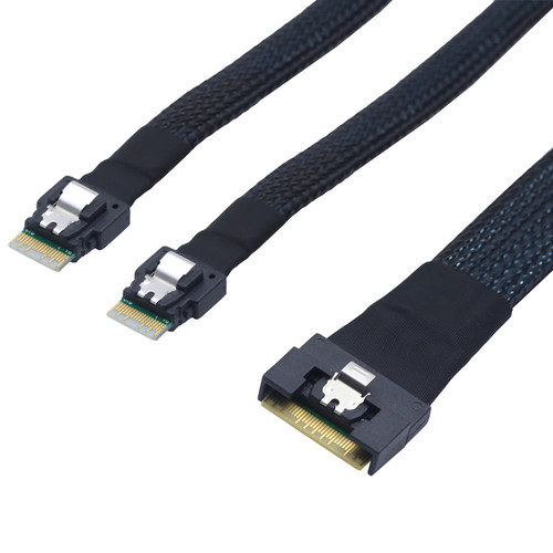 Slimline SAS SFF-8654 8I全包防斜插转2X SFF-8654 4I服务器线