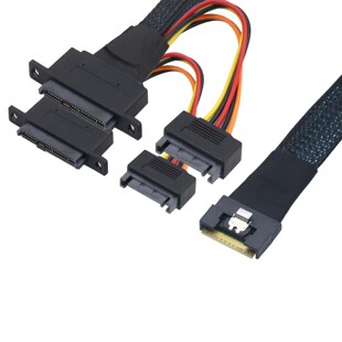 PCIE SlimSAS防斜插SFF-8654 8i转SFF-8639 U.2+15P带左右螺丝孔