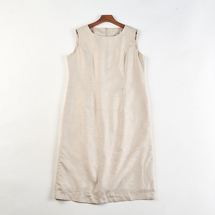 U领气质百搭OL通勤中长裙 新款 日单宽松纯色无袖 连衣裙84264夏秋季