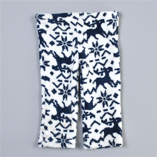 加厚保暖睡裤 雪花纹秋冬季 L77485时尚 117日单男女童珊瑚绒家居裤