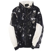 45宽松显瘦潮流印花羽绒服男女67585冬韩版 亮面撞色90白鸭绒外套