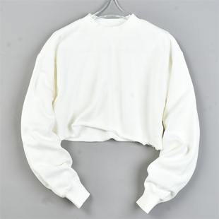 辣妹装 套头卫衣女L82691活力少女感宽松大码 上衣 重磅全棉短款 美式