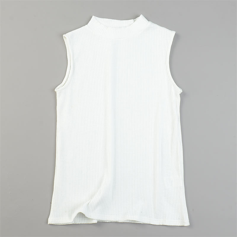 日单精梳棉半高圆领背心女9.30L84564弹力修身百搭无袖T恤上衣夏