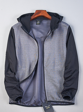 高端撞色立体条纹拉链开衫卫衣男女6.22H78991休闲运动连帽短外套