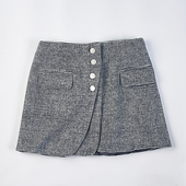 81复古通勤羊毛半身裙女77025秋冬高腰单排扣一片式 伞裙中短裙子