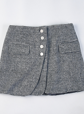 81复古通勤羊毛半身裙女77025秋冬高腰单排扣一片式伞裙中短裙子