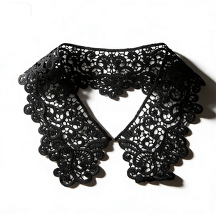镂空波浪边蕾丝领DIY辅料86076黑色精致刺绣装 领口改造配件 饰服装