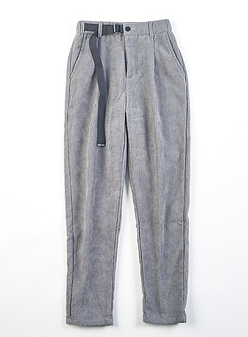 426日系灯芯绒休闲裤男女81424春秋冬复古纯色系带加绒直筒长裤子