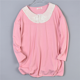 女生纯棉拼娃娃领卫衣2.24L77920圆领套头宽松小长款 内搭外套 春季