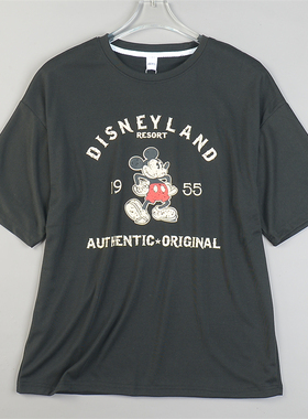 韩版精品纯棉印花短袖T恤男女85164夏秋重磅高品质宽松落肩袖上衣